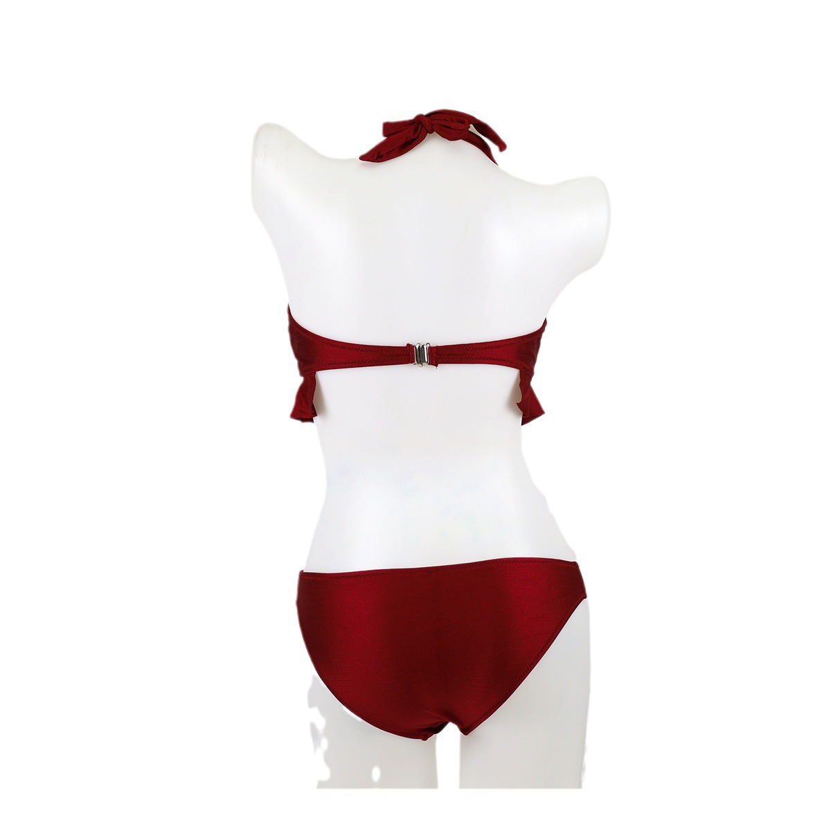 Europe And The United States Sexy Solid Color Flounces Hanging Neck Split Swimsuit Bikini Bikini Spot Foreign Trade Item Picture