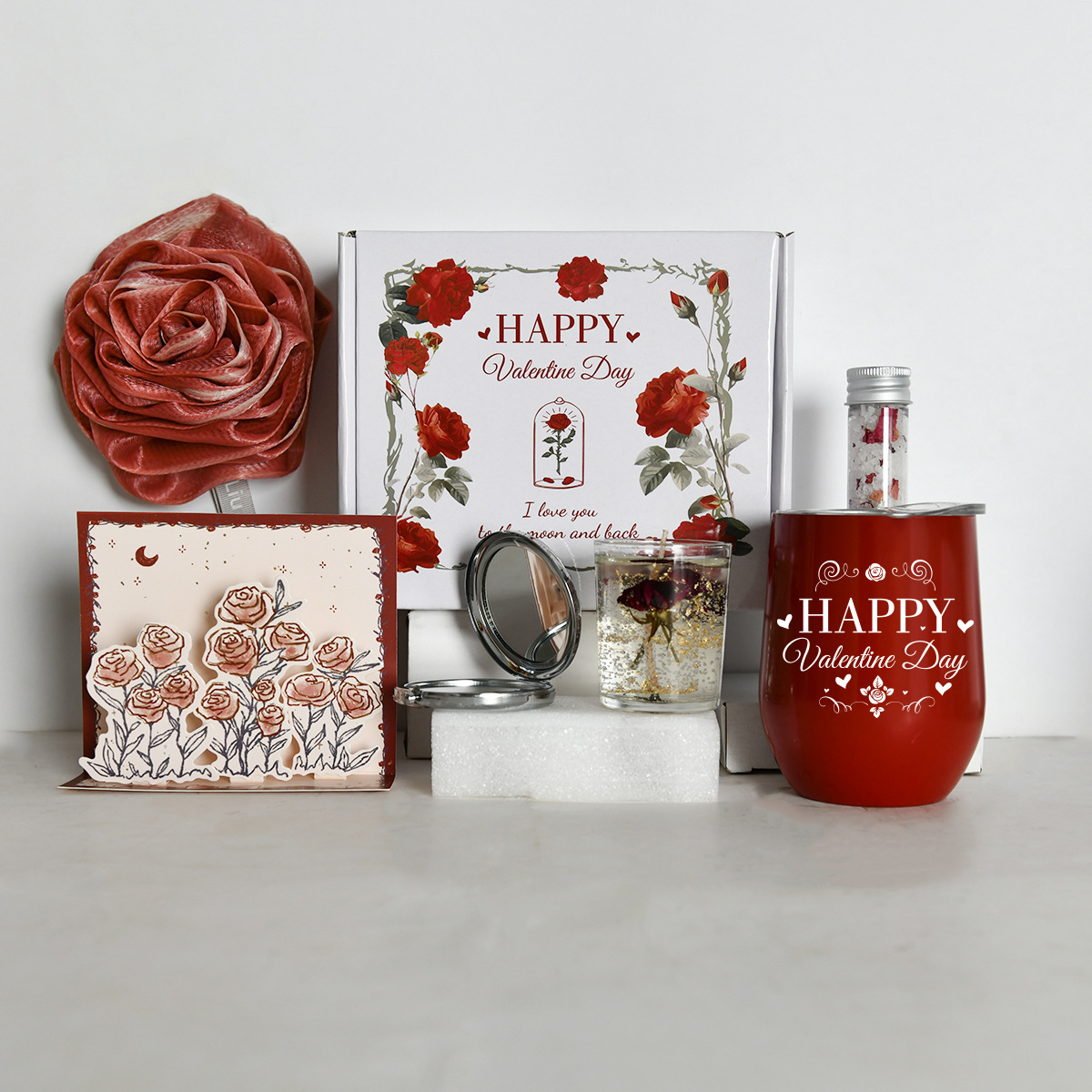 Pink heart-shaped Valentine's Day gift, 12oz red wine glass, cute present. Wholesale spa souvenirs for your girlfriend on the festival