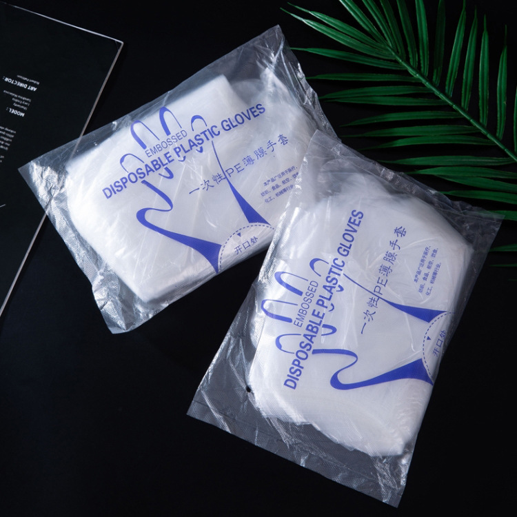 Disposable gloves, plastic, transparent, thickened, transparent household film, hair care, food grade, individual packaging details Picture