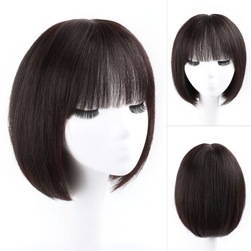 Factory wholesale of real hair coverings for women, air bangs, beauty restoration, Bob hairstyle, anti-aging wigs, full coverings of real hair