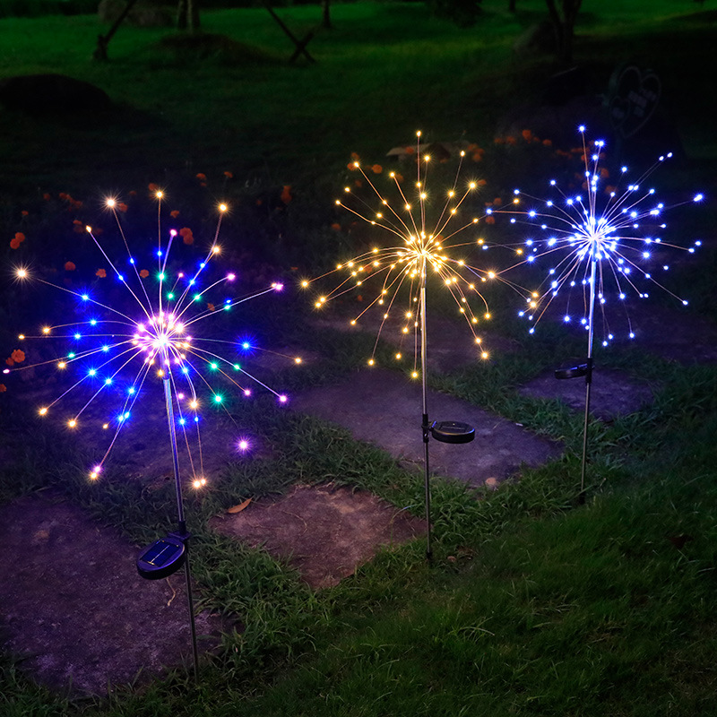 led solar ground smoke lamp, outdoor waterproof lamp, courtyard garden dandelion reed step decorative color lamp details Picture