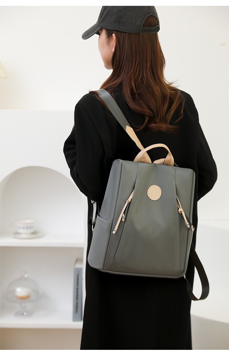 跨境百搭防盗通勤女包大容量尼龙简约双肩包防泼水休闲大学生书包详情28