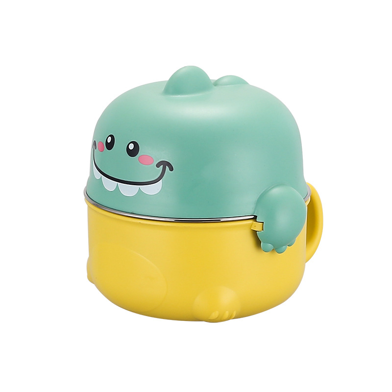 New 304 stainless steel children's water injection thermal insulation bowl double insulation anti-hot baby cartoon cute auxiliary food rice bowl 01216KT9056 Item Picture