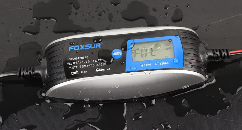 6V, 12V, 0.8A, 4A motorcycle and car battery charger, 7-segment lead-acid intelligent waterproof charger Specification image