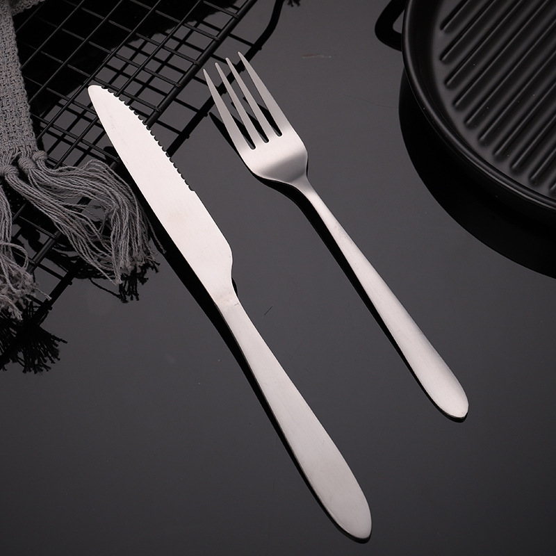 Amazon Cross-Border Light Handle Thickened Stainless Steel Cutlery Knife And Fork Home Hotel Western Steak Knife And Fork Two-Piece Set details Picture