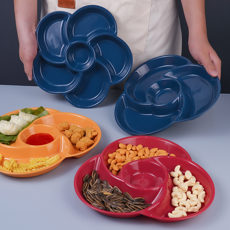 亚马逊水果盘客厅创意分格塑料水果盘下午茶零食坚果瓜子点心拼盘