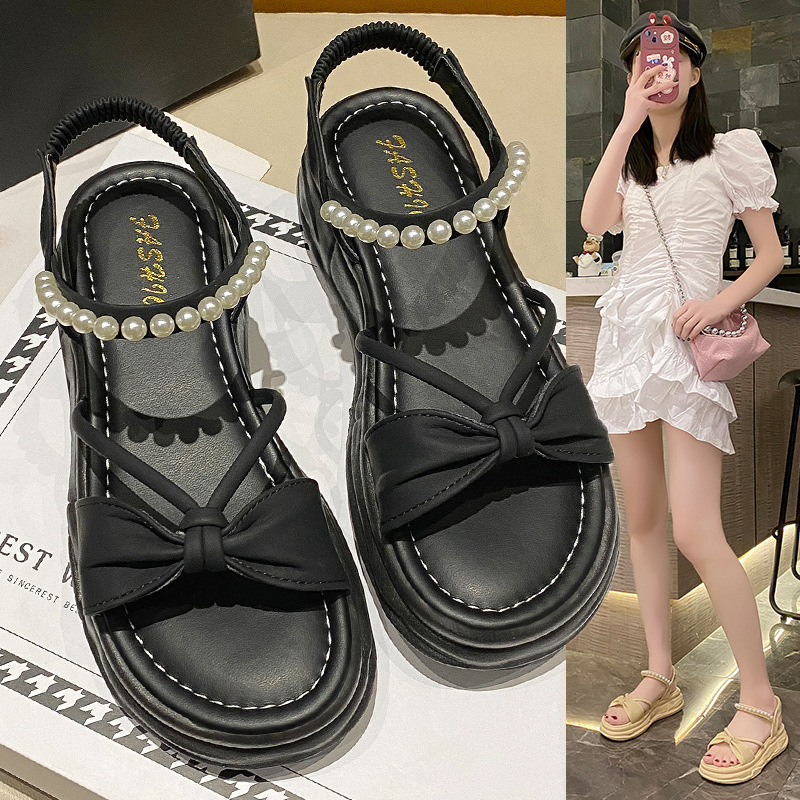 Cross-Border Sandals Women's Summer 2023 New Light Open-Toed With Skirt Sandals Thick Soles Comfortable Women's Shoes