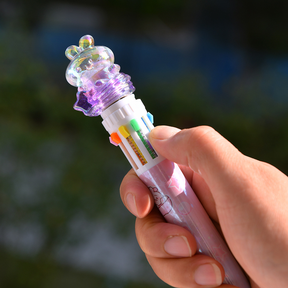 Chenxi Kawa Light Rotating Pen Fun Ten-color Press Ballpoint Pen can rotate multi-color planner pen 0.5mm details Picture