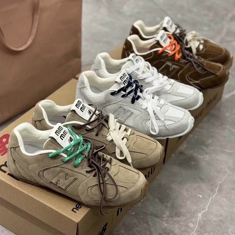 Co-branded collection ~ miu genuine leather retro German training shoes for women, 2025 Summer new style, versatile and breathable Forrest Gump sports board shoes