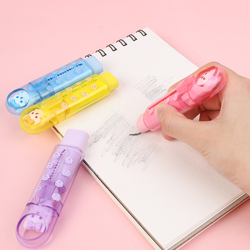 Weibo Stationery Children's creative Cartoon sliding and pulling eraser, clean, compact and portable, high appearance level eraser for students Application Scenario