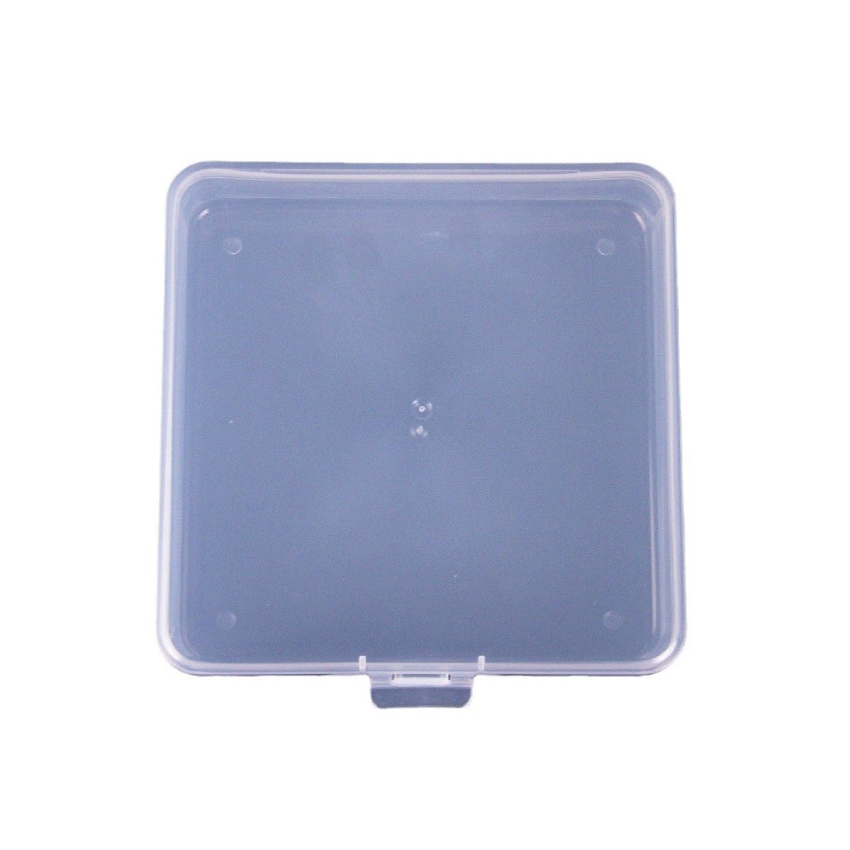 Square transparent PP box with single-flap plastic storage for small items, cards and small tools in stock Item Picture