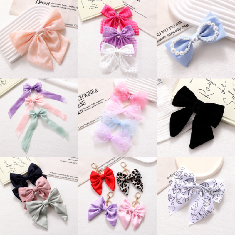 Customized cross-border best-selling bow hair clips and hairpins from the hair accessory factory, Korean-style commuter fabric bow hair clips and hairpins