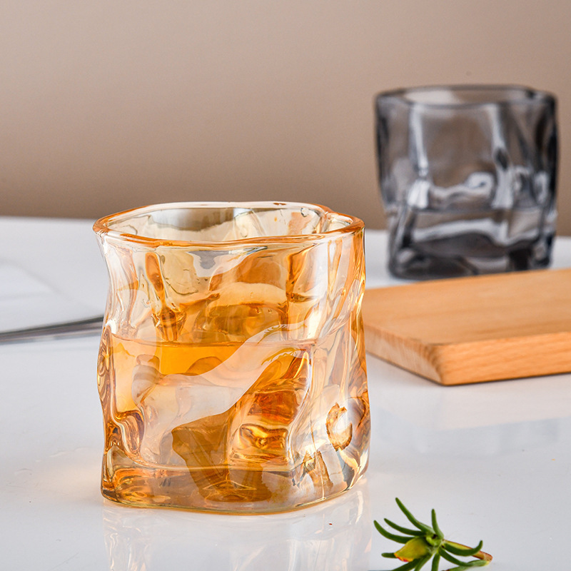 Ins Wind Twist Cup Web Red Shaped Glass Water Glass Dazzling Whiskey Glass High Appearance Level Glass Wholesale Water Glass details Picture