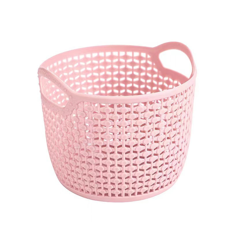 Plastic hand-held storage basket, rattan imitation desktop storage basket, multi-functional home storage basket, cosmetic organizing storage basket Item Picture
