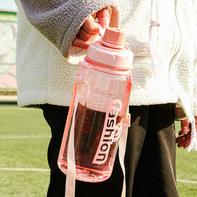 New popular large-capacity spout water bottle, outdoor hand-held straw cup, plastic cup, small-mouthed water bottle details Picture