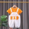 Boys' letter short-sleeved set 2022 New style 0-1-3 years old children's overalls summer dress Little girl T-shirt Specification image