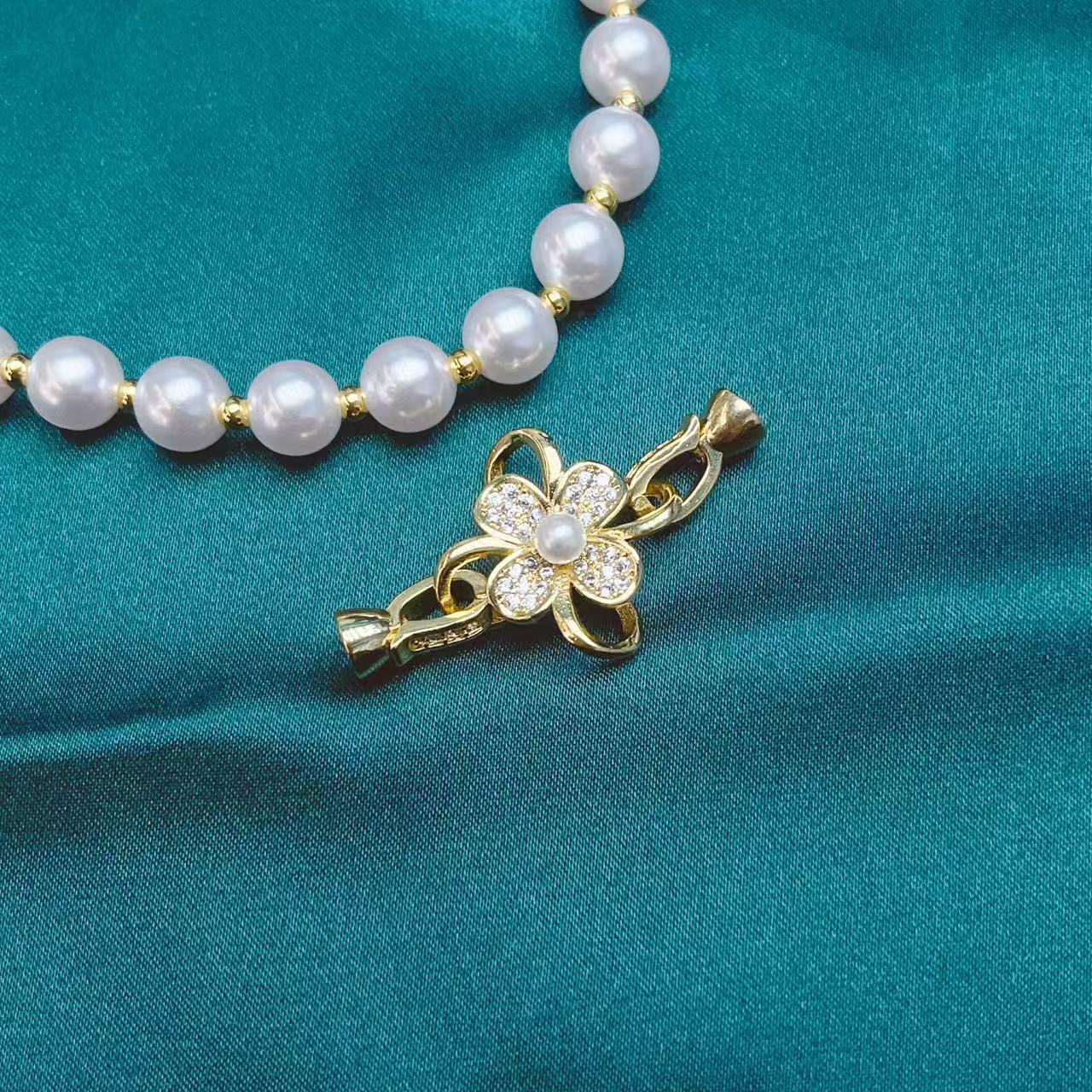 Copper-plated 18K gold with strong color retention four-leaf clover necklace, clasp, pearl clasp, bracelet clasp, end clasp, link clasp, diy accessories details Picture