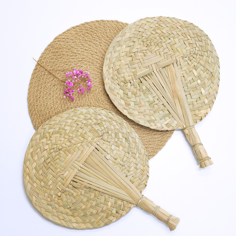 Summer New Big Number Hand Braided Pu Fan Old Big Fan Grass Braided Banana Fan Retro Manual Fan Stall Wholesale Specification drawing