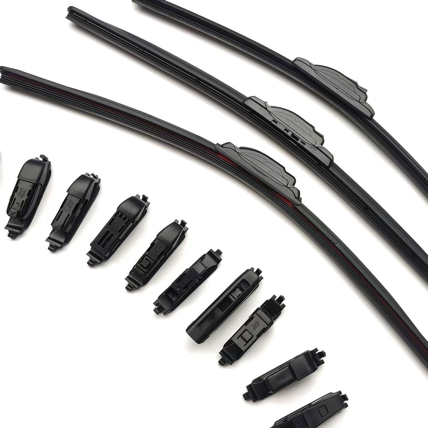 Multi-functional four-rubber boneless wiper, replaceable interface, universal U-shaped wiper blade, original car wiper blade details Picture