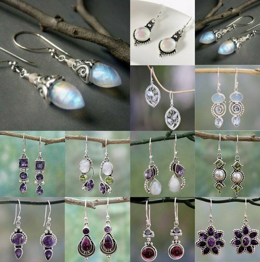 Deseo nuevo incrustado mar azul topa piedra pendientes europa y américa mujeres creativo giratorio gota de agua en forma de pera pendientes details Picture