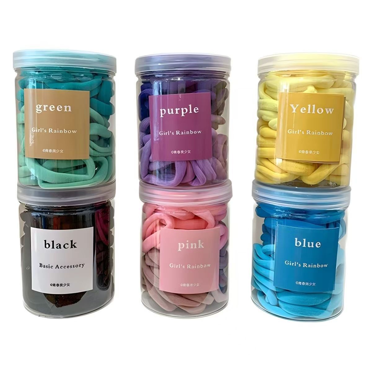 Wholesale candy-colored 50 canned hair bands, towel bands, sweet and colorful rubber bands, hair bands, high-end style, high ponytail Item Picture