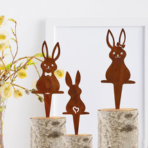 跨境爆款创意生锈的兔子复活节兔子庭院花园摆件户外摆件雕塑铁艺