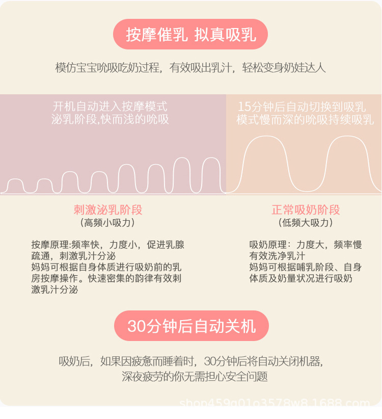 吸奶器 多档双边电动吸乳器自动按摩催乳吸奶器便携式母乳挤奶器详情10