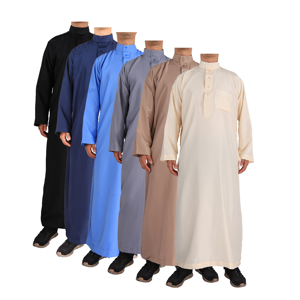 跨境分销阿拉伯男士服装义乌工厂一件代发跨境平台货源阿拉伯男袍