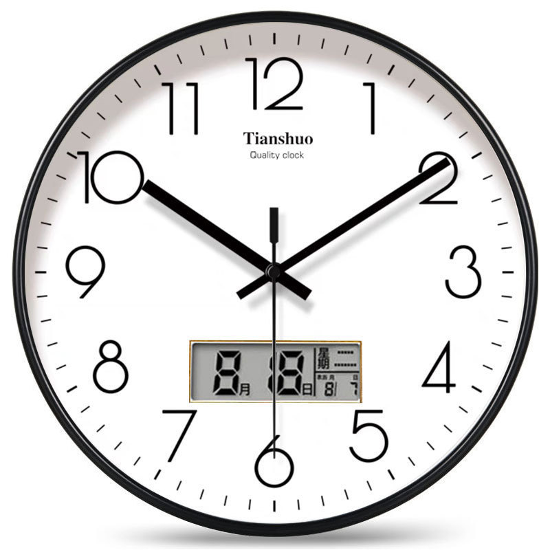天朔静音挂钟墙上装饰家用挂表客厅简约时钟卧室时尚现代石英钟表