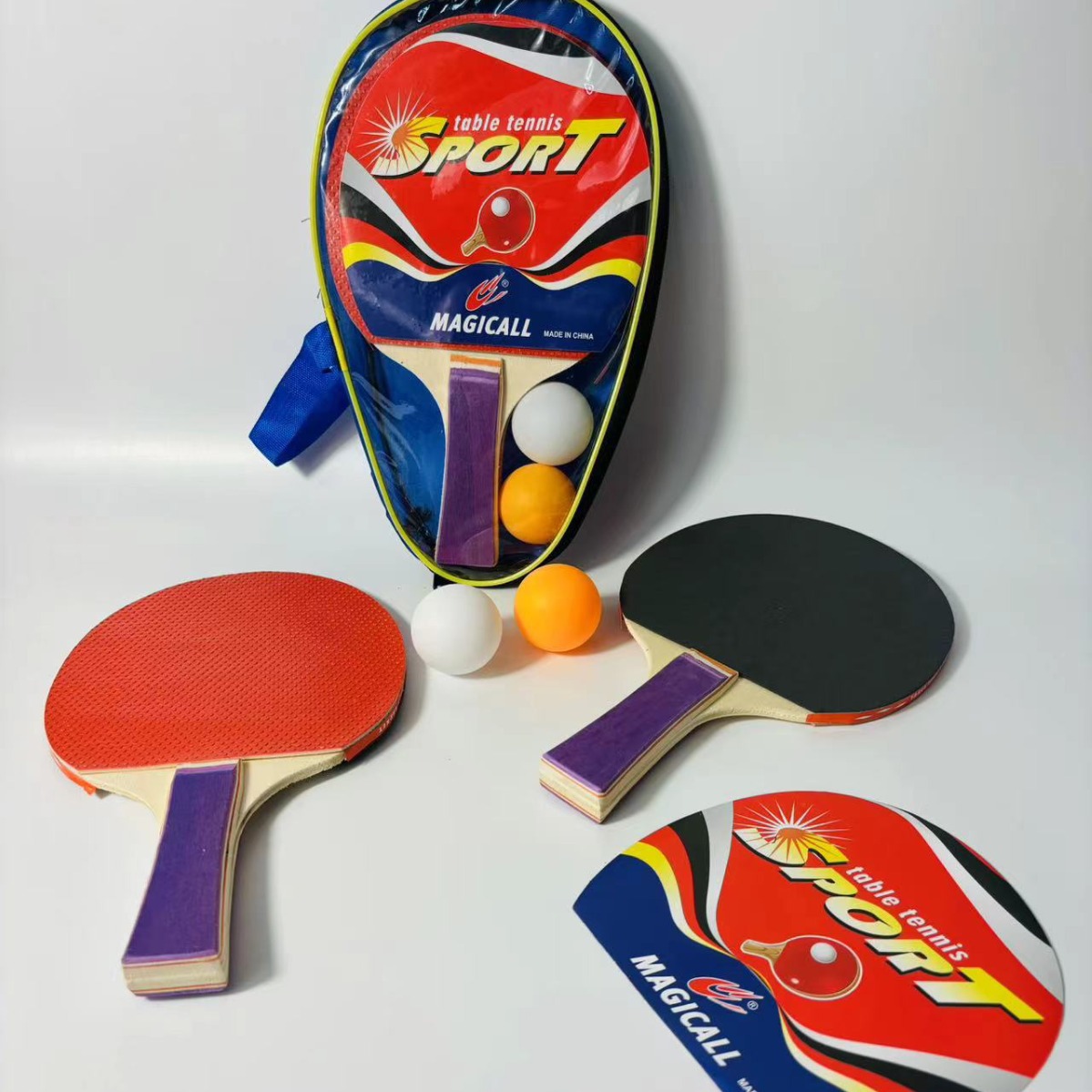 Macigao Table Tennis Racket 5Mm Single Leather Beginner Children's Horizontal Table Tennis Racket 2 Sets Wholesale details Picture