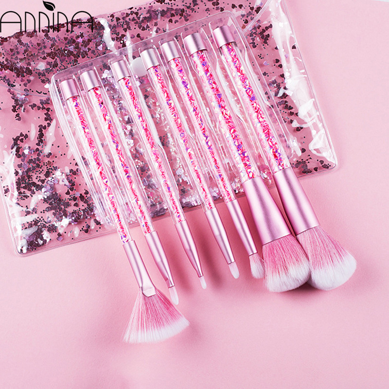 Creative Unicorn Crystal Handle liquid Flowing Sand Makeup Brush Seven beginner makeup set brush beauty tools
