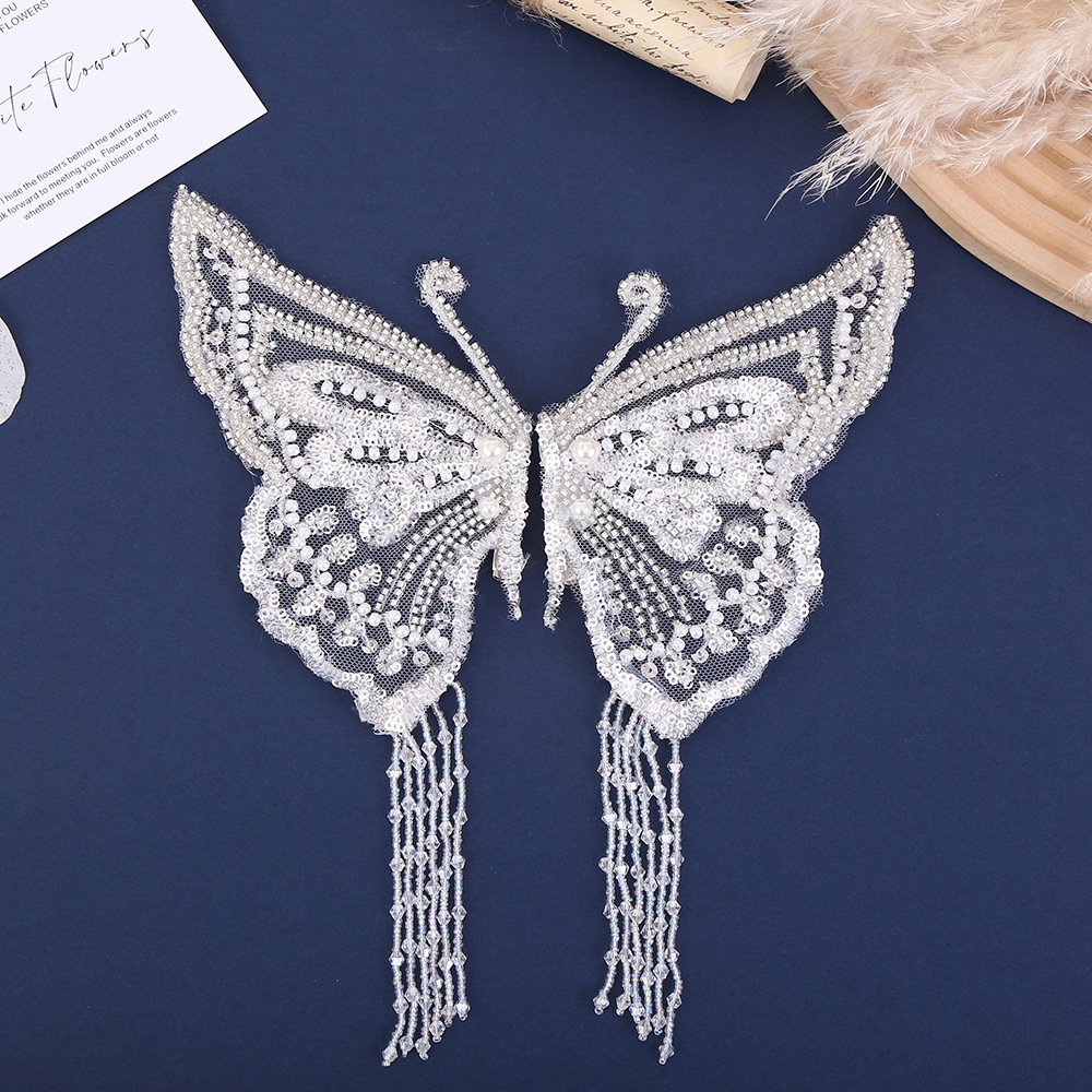 网红同款日韩唯美流苏发夹夏季后脑勺半扎弹簧夹超仙小翅膀对夹详情1