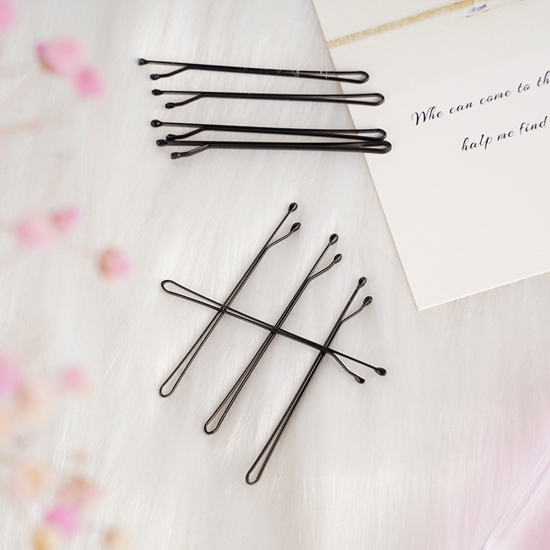 50 Bagged Simple Base Black Hair Clip One Line Clip 5.5Cm Girl's Side Shredded Bangs Clip Edge Clip details Picture
