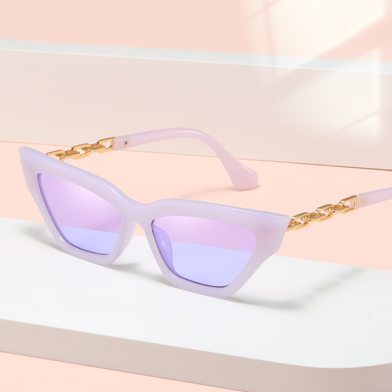 时尚太阳眼镜腿镜2023链条眼镜框太阳小猫眼个性太阳镜太阳墨镜潮图