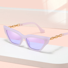 时尚太阳眼镜腿镜2023链条眼镜框太阳小猫眼个性太阳镜太阳墨镜潮