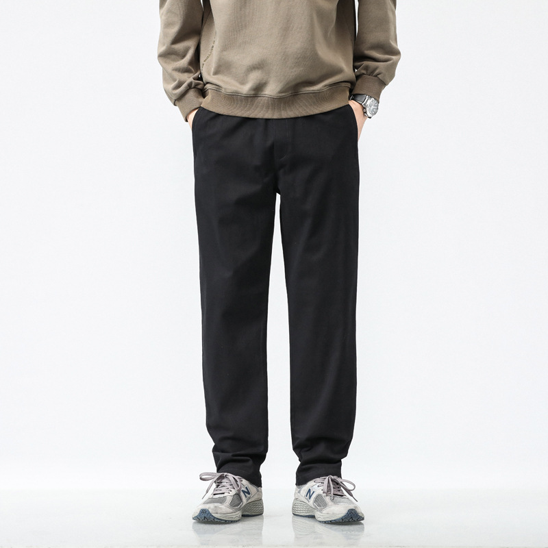 OLA Men's Spring and Autumn casual washed straight-leg work pants, American retro pure cotton long pants, high street simple style Specification image