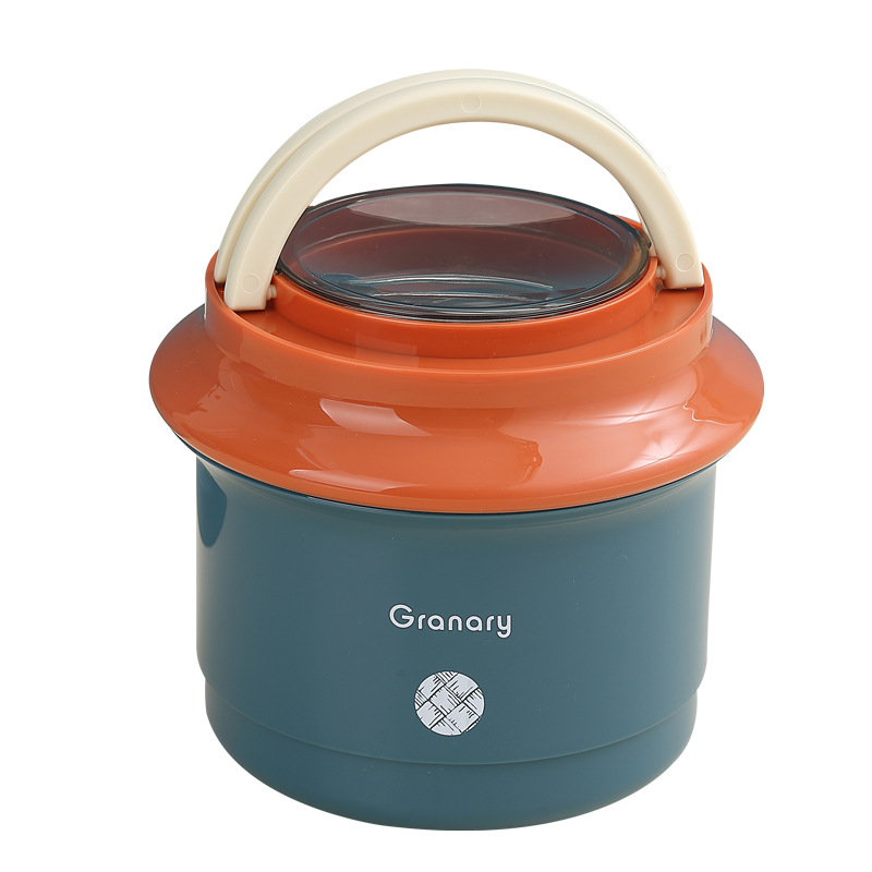 304 stainless steel hand-held round grain silo, pot, student covered lunch box, soup cup, portable bento box, lunch box Item Picture