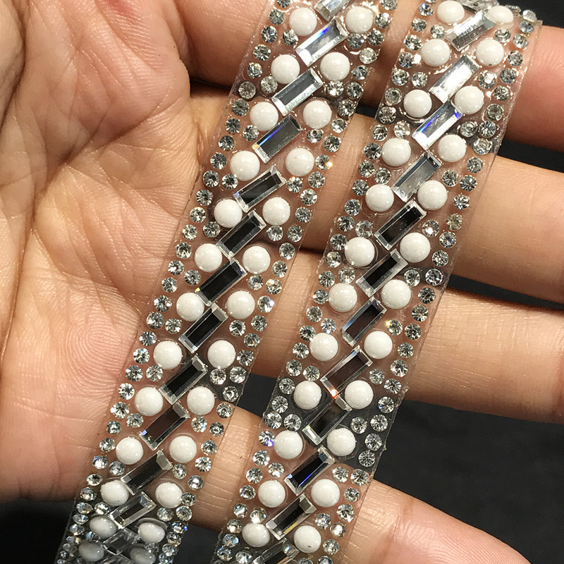 New pearl glass water diamond strip, hot melt diamond patch, diamond chain, hot melt adhesive diamond patch, DIY clothing accessories, decorative code chain pic 17