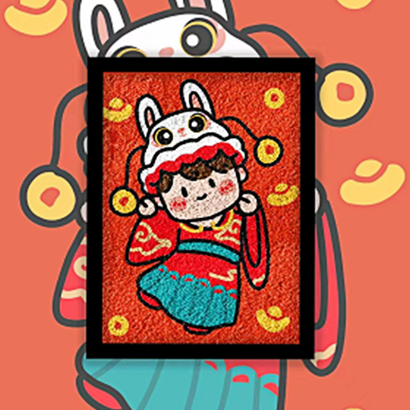 新年兔财神系列数字纸浆画 幼儿园儿童diy手工纸浆画制作材料包
