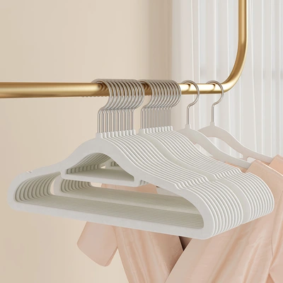 Flocking clothes rack household hanging clothes non-slip and non-trace thickened clothes support shoulder Angle can not drop velvet can not afford to bag drying clothes brace thumbnail