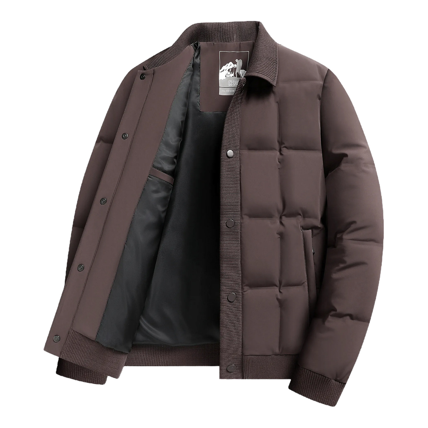 Men's winter thickened down jacket for middle-aged dads, casual and warm white duck down coat, fashionable winter wear for middle-aged and elderly people details Picture