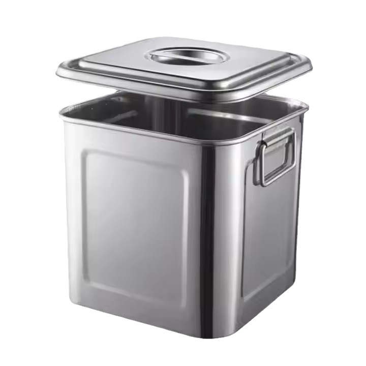 Rice Bucket 10 Kg 50 Kg 20 Kg Surface Bucket 10 Kg Square Household Rice Cylinder 30 Thickened Stainless Steel Rice Storage Box Item Picture