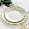 Nordic ceramic tableware, popular European-style golden edge set, steak plate, Western dining plate, household flat plate, model room plate Application Scenario