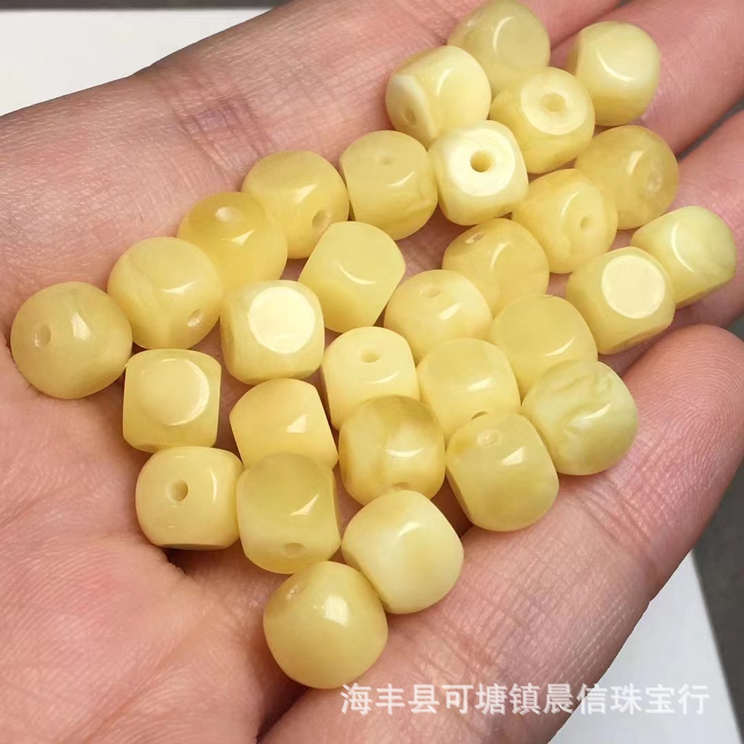 Natural Russian Beeswax Porcelain White Flower Beeswax Six Square Dice Accessories Fine Repair Hole Lines Clear Manufacturers Wholesale details Picture