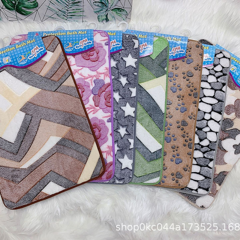 Factory direct sales, in stock for export, anti-slip floor MATS, water-absorbing coral velvet carpets, kitchen and bathroom floor MATS wholesale