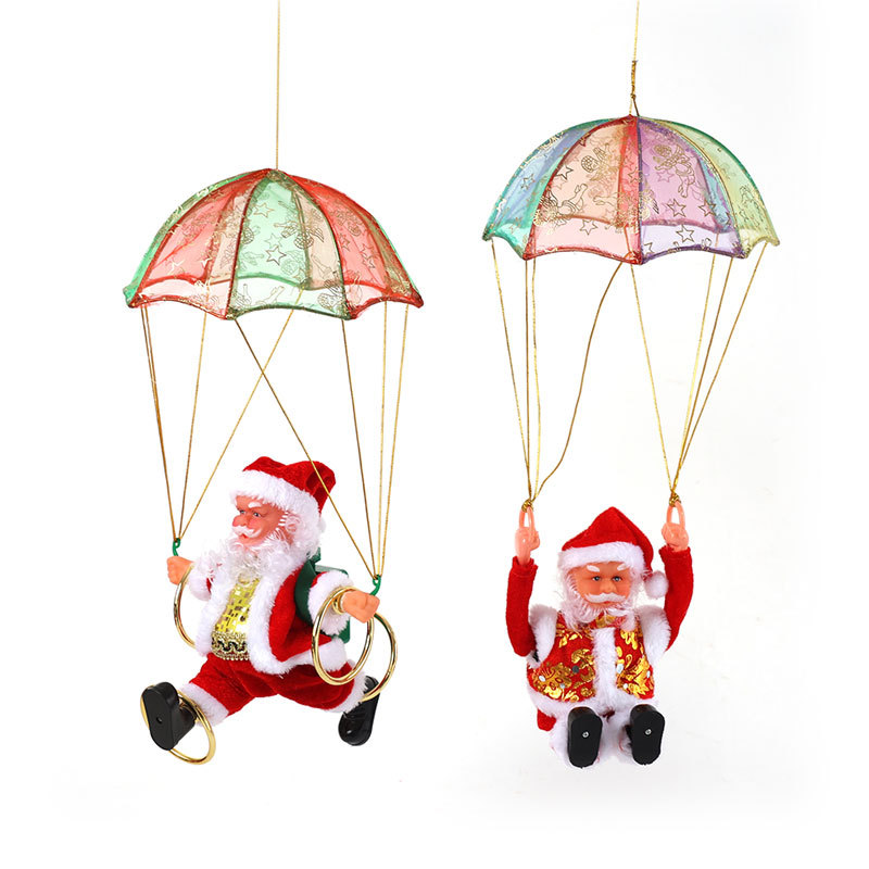 Creative Ceiling Hanging Electric Music Parachute Santa Somersault Dance Christmas Decorations Gifts Item Picture