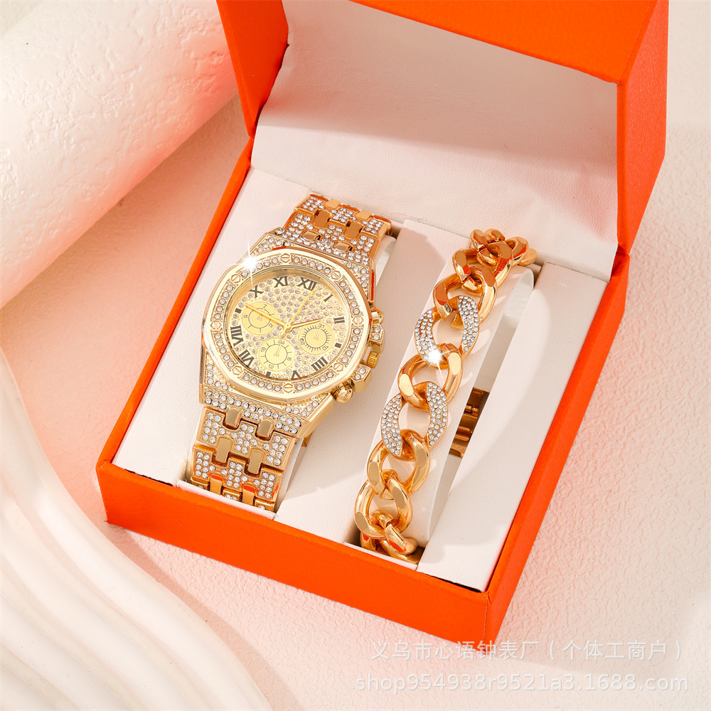 New High-End Fashion Trend Niche Imitation Three Eyes Luxury Men's Watch Men's Watch Bracelet Jewelry Jewelry Set Men Application Scenario