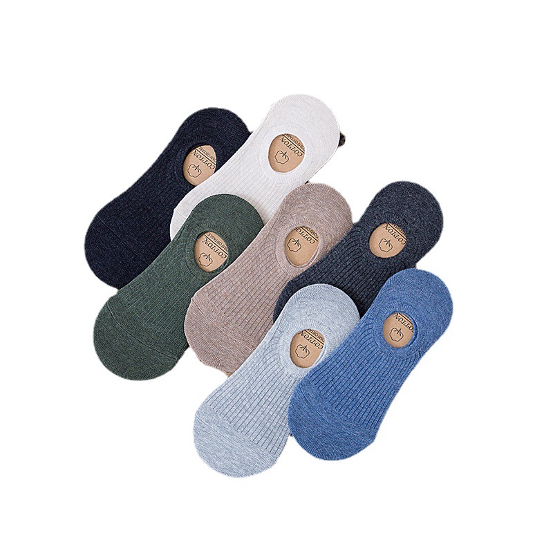 Spring and Summer new collection: Solid color men's retro color cotton invisible socks, comfortable shallow mouth men's socks, boat socks, silicone anti-slip socks Item Picture