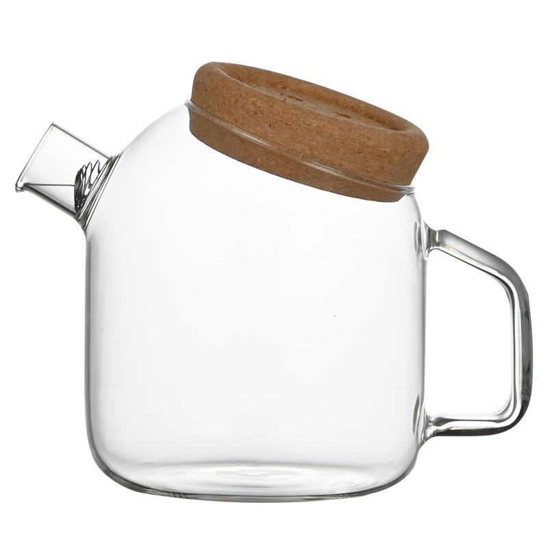 Nordic high-temperature resistant high borosilicate glass teapot for boiling water, cute for girls, household flower and fruit teapot, transparent and simple tea set Item Picture