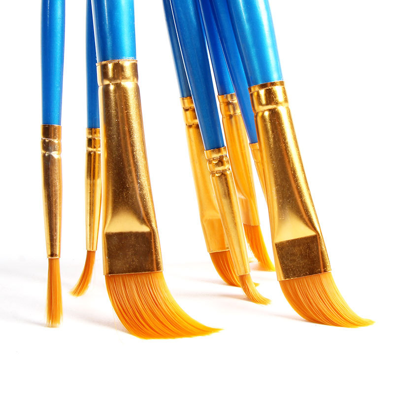 亚马逊10支油画笔套装塑料杆美术画画水彩水粉绘画笔刷油画笔套装详情图2